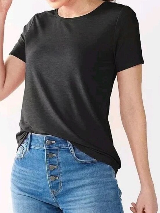 Nine West Tops - NINE WEST size Large Soft Spun Short Sleeve Essential Tee Solid Black